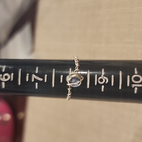 Silver and Blue Wire Wrapped Ring - Picture 2 of 3